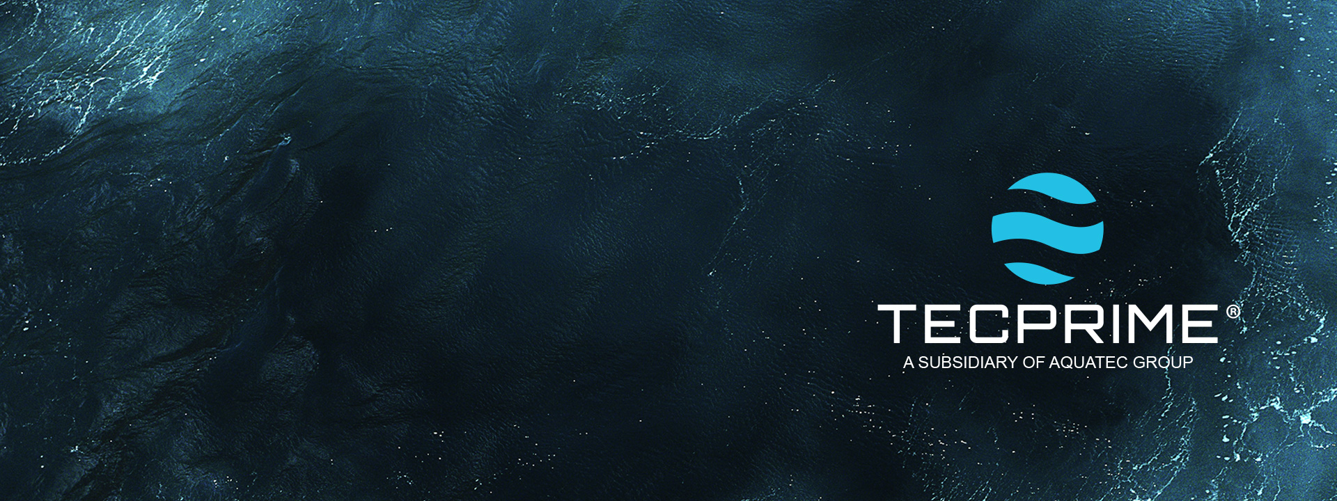 TECPRIME, a subsidiary of Aquatec, logo over ocean water