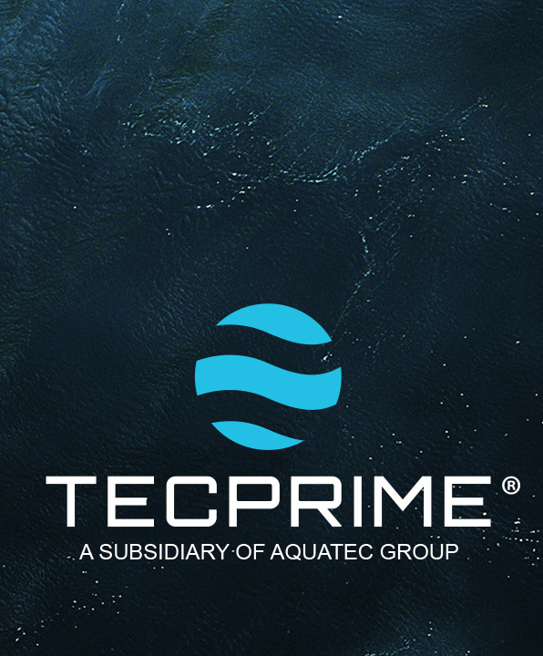 TECPRIME, a subsidiary of Aquatec, logo over ocean water